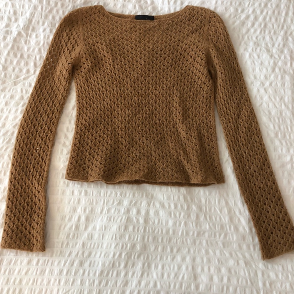 The Row camel cashmere eyelet sweater XS